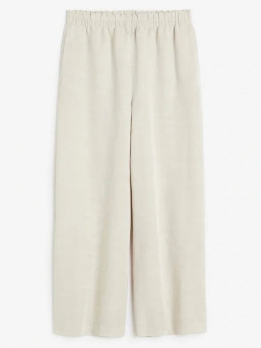 H&M Women's Elastic-Waist Linen-Blend Pants - Light Beige